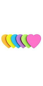 SIMONA Heart Shape Sticky Notes 8 Color Bright Colorful Sticky Pad 75 Sheets/Pad Self-Sticky Note Pads