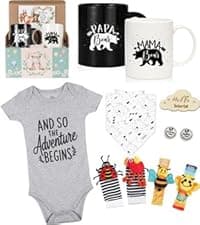 Breezy Valley New Parents Gifts for Couples, First Time New Mom and Dad Gifts Mugs Est 2025, Gender Reveal Baby Shower Gifts Basket, Pregnancy Gifts for Expecting Parents to be, Newborn Baby Gift Set