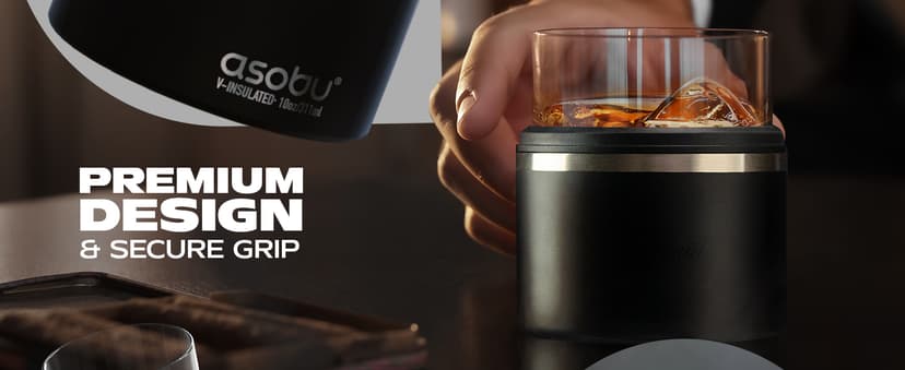 asobu Whiskey Sleeve Glass – Insulated Bourbon Tumbler with Premium Rocks Glass, BPA-Free, Double-Wall Stainless Steel, Keeps Drinks Cold Longer, 10.5oz