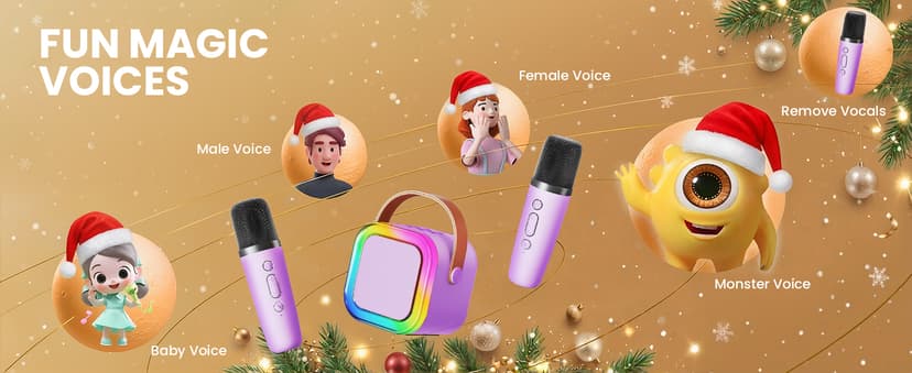 Mini Karaoke Machine for Kids, 2025 TOP Toys Christmas Birthday Gifts Ideas for Girls Ages 4, 5, 6, 7, 8, 9, 10, 12+ Years Old, Portable MP3 Player with 2 Wireless Mics for Party