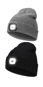 YunTuo LED Beanie with The Light, Unisex USB Rechargeable Headlamp Winter Knitted Cap Gifts for Men Dad Husband Him