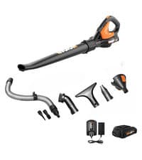 WORX WG583 40V Cordless Leaf Blower, 3 in 1 Blowers for Lawn Care with Vacuum & Mulcher, Electric Blower with Brushless Motor & 2 Speed Control, 2 Batteries & Charger Included