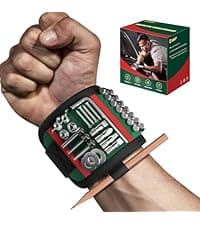 Magnetic Wristband with LED Light, Stocking Stuffers for Men, Christmas Gifts for Men, Dad, Him, Mechanics, Woodworker, Handyman, Magnet Tool Belt Wrist Band, Adjustable Wrist Screws Holder