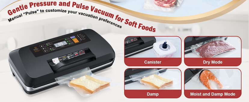 95kpa Vacuum Sealer Machine, Updated 2025 Commercial Fully Automatic Food Sealer, 10-in-1Functions & Powerful Sealing System with Double Heat Seal, Easy-Lock Handle, Built-inCutter and Bag Storage