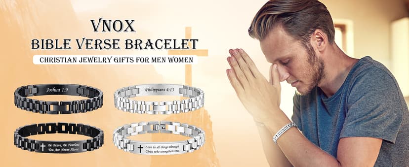 VNOX Personalized Religious Jewelry-Engraved Inspirational Christian Faith Bible Verse Quote Wristbands Elegant Link Bracelet Encouragement Gift,Cassic Watch Band Strap Design