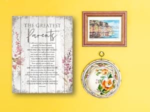 DEXSA Greatest Parents Wood Plaque - Made in the USA - 11.75 in x 15 in - Classy Vertical Frame Wall Hanging Decoration | Mom & Dad, you are the Best | Christian Family Religious Home Decor Saying