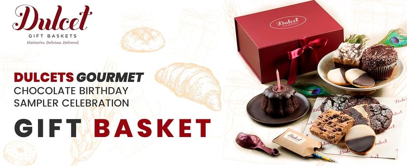 Dulcet Gift Basket – Premium Freshly Gourmet Baked Goods – Gift Basket for All Types of Special Occassions - Assorted Variety of Tastes with Delicious Brownies, Crumb Cakes Rugelah, and Muffins.