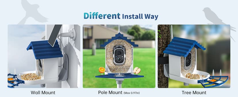 Smart Bird Feeder with Camera Solar Powered & AI Bi rd Identification, 2.4Ghz WiFi Bird feeders for Outdoors, 2K Live Video, Nstant Arrival Alerts - Gifts for Women