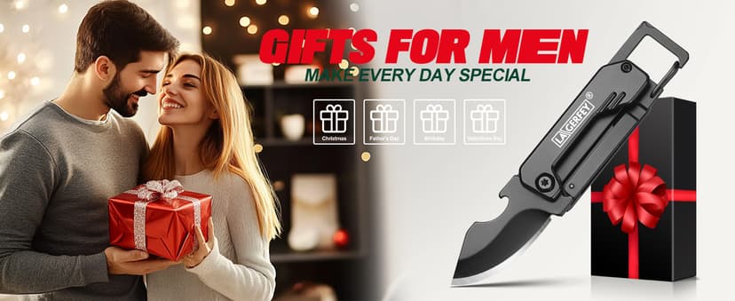 Stocking Stuffers for Men - Pocket Knife Gifts for Men, Keychain Multitool - Christmas Bulk Mens Gifts, Box cutter, Small Folding Knives for Everyday Carry - Edc Gadgets for Camping, Hiking, Fishing