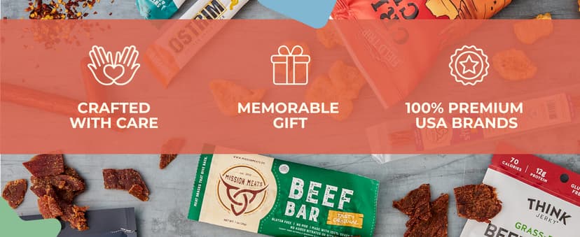 Beef Jerky Gift Basket For Men - Exotic Jerky Variety Pack, Delicious Protein-Packed Snack Box for Dad, Husband - Birthday, Holiday Food Treats for Adults - Unique Food Gifts for Men Who Want Nothing