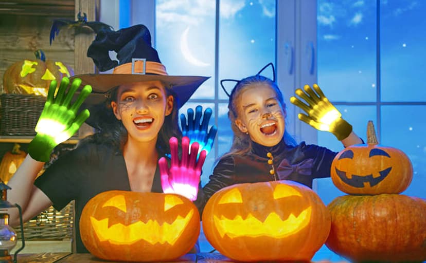 Kids Toys 12 Colors LED Gloves Cool Toys Gifts for Age 3-5 6-8 Years Old Boys Girls Halloween Costumes Light Up Gloves Stocking Stuffers Christmas Birthday Parties Gifts (1 Pairs S)