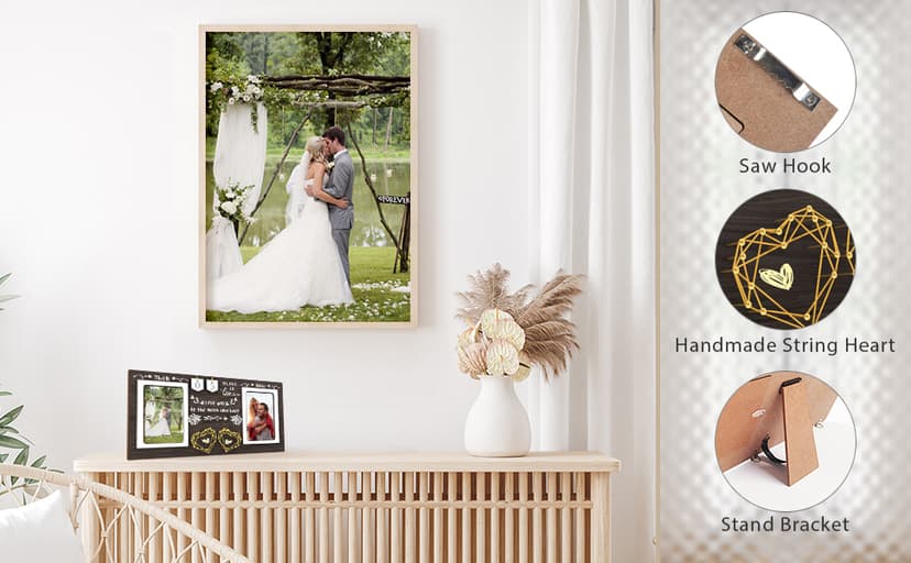 Then & Now Anniversary Picture Frame - 1-99 Years Anniversary Wedding Gift for Couple, Engagement Bridal Shower Gifts for Couples Wood Photo Frame Holds 2 4x6 Inches Photos