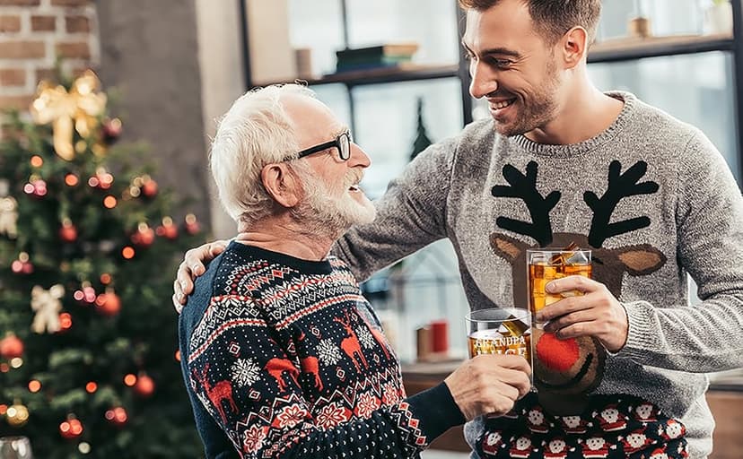 LIGHTEN LIFE Grandpa Juice Whiskey Glass 12 oz, Unique Gift in Valued Wooden Box, Funny Ideas for New Grandpa, Birthday from Grandson, Granddaughter