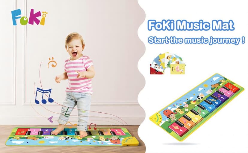 FOKI Floor Piano Mat for Toddlers, Baby Kid Sensory Educational Dancing Keyboard Carpet Animal Sounds Blanket Touch Playmat Musical Mats Birthday Toddler Toys for 1 2 3 4 5 Year Old Boy Girl Gifts