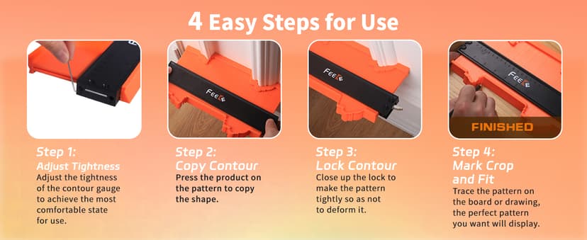 Contour Gauge (12 Inch) with Lock Profile Tool, Christmas Gifts for Men Dad Husband Him Super Contour Duplicator Men Gifts Woodworking Tools Carpenter Tools Construction Outline Angle Measuring Tool