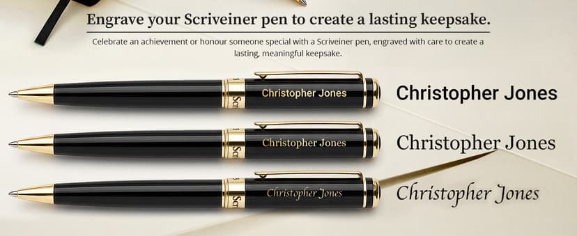 Scriveiner Black Lacquer Ballpoint Pen -Stunning Luxury Pen, Real Gold Plating, Schmidt Black Refill, Best Gift Set for Men & Women, Professional Executive Office, Nice Fancy Designer Pens
