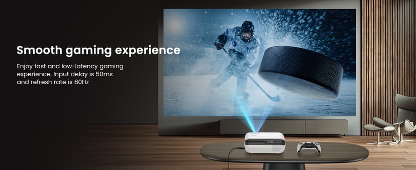 HAPPRUN Native 1080P Bluetooth Projector, Full HD Portable Outdoor Movie Projector with Built-in Speaker, Compatible with Smartphone, HDMI, USB, AV, Fire Stick, PS5 for Home, Bedroom, Outdoor Use