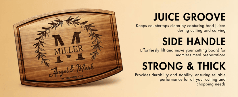 Personalized Wedding Gifts for Couples 2025, Custom Walnut Cutting Board for Kitchen, Personalized Bridal Shower, Best Wedding Registry and Engagment Gift