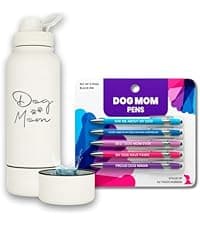 Funny Dog Mom Gift Pen Set – 5 Black Ink Ballpoint Pens with Stylus Tips & Durable Metal Barrels with Hilarious Doggy Quotes – Cute Dog Mom Gift for Women, Fur Mamas, Rescue Lovers, Friends