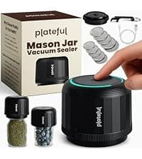 Plateful Electric Mason Jar Vacuum Sealer Kit (Lids Included) For Wide Mouth And Regular Mouth Jars, Portable Jar Vacuum Sealer, Canning Machine Food Storage, Includes Lids, Opener, Charger