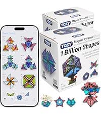 TOSY Magnet Pyramid Glow - 1 Cube Transforms into 1 Billion Shapes, 15 pcs (12 Puzzle pcs & 3 Accessories), 243 Magnets, Glowing, Christmas Stocking Stuffers Gift for Kids, Creative Puzzle STEM Toy