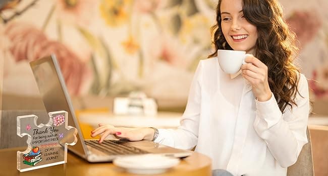 Funnli Teacher Gifts, Back to School Teacher Gifts, Teacher Appreciation Gifts Acrylic Plaque, Thank You Graduation Valentines Day Christmas Gifts for Women Teacher Classmate Study Partner Roommate