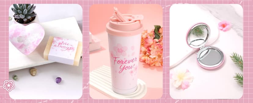 Birthday Gifts for Women - Cherry Blossom Spa Gift Box with Tumbler, Self Care Package for Mom Wife Sister Friend Grandma, Thank You Relaxation Basket for Mother’s Day Valentine’s Day Christmas (Pink)