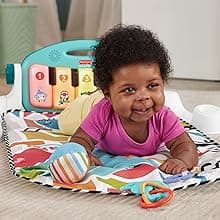 Fisher-Price Baby Playmat Glow and Grow Kick & Play Piano Gym, Blue Musical Learning Toy with Developmental Activities for Newborns 0+ Months