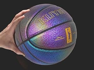 KUYOTQ Kids Youth Women Basketball - Shiny Purple Leather Size 3/4/5/6 - 22/25.5/27.5/28.5" Dazzle Textured Basketball for Boys and Girls (Deflated, Without Pump)