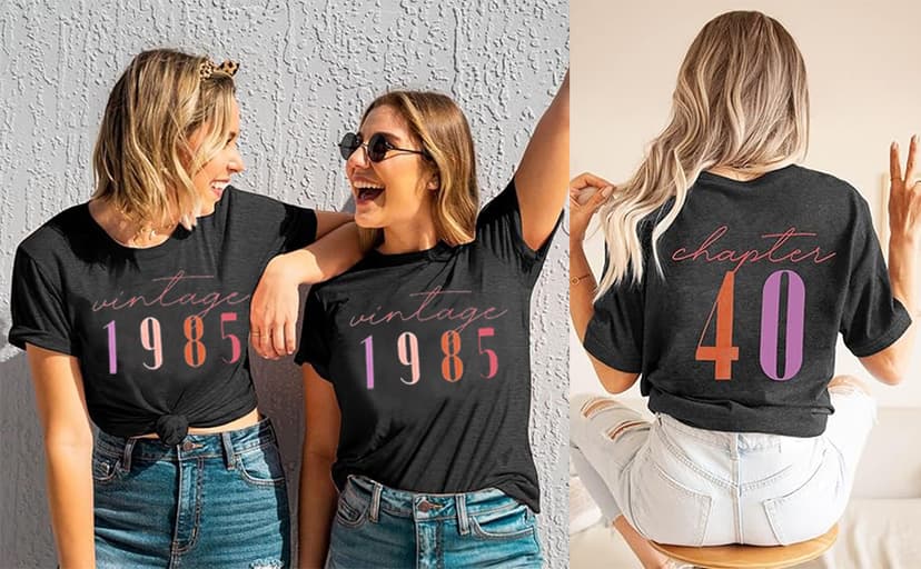 40th Birthday Gift for Women Vintage 1985 Shirt Letter Print Retro Party Tops Casual Short Sleeve Tee