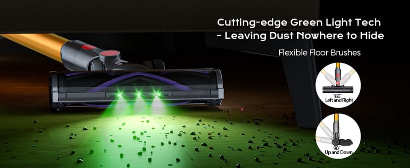 Cordless Vacuum Cleaner, 450W 40KPA Vacuum Cleaners for Home, 45Mins Lightweight Stick Vacuum with Advanced Green Light Tech, Rechargeable Battery Vacuum for Carpet,Pet Hair,Hardwood Floor