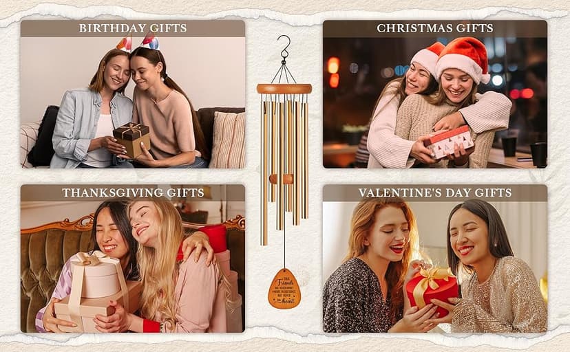 Aurahouse Best Friend Birthday Gifts for Women, Friendship Wind Chimes Gifts for Best Friend Woman Men Long Distance, Bestie Friend Birthday Gift for Women Friendship, Friendsgiving Gift