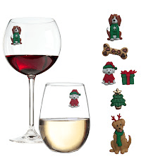 Simply Charmed Christmas Wine Glass Charms - Set of 6 Magnetic Drink Markers Great for Stemless Glasses - Winter Holiday Hostess Gift