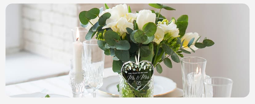 HEXMOZ Wedding Gifts for Couples 2025 - Mr and Mrs Gifts - Bridal Shower Gift, Wedding Ideas for Newly Wed, Bride, Future Mr Mrs - Just Married Glass Ornament 2025, 1st Married Couple Christmas Decor