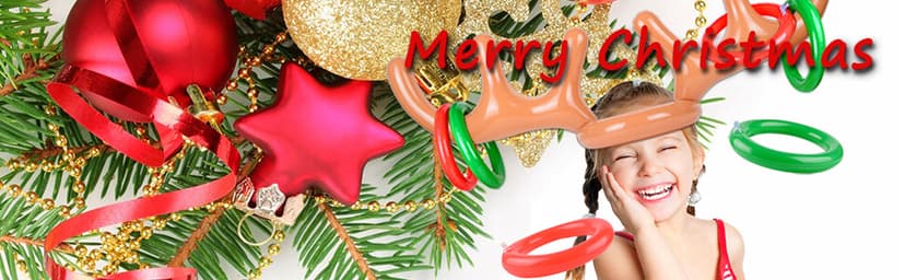 2 Set Inflatable Reindeer Antlers Ring Toss Game, Christmas Games for Family Party Great for Adults and Kids