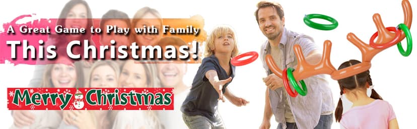 2 Set Inflatable Reindeer Antlers Ring Toss Game, Christmas Games for Family Party Great for Adults and Kids