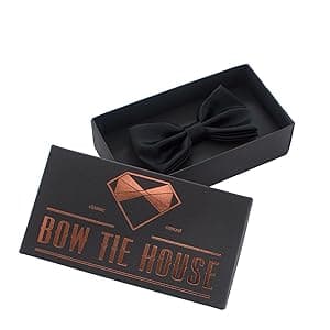 Bow Tie House Real Silk Classic Pre-Tied Bow Tie Formal Solid Tuxedo with Gift Box