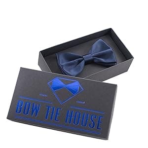 Bow Tie House Real Silk Classic Pre-Tied Bow Tie Formal Solid Tuxedo with Gift Box